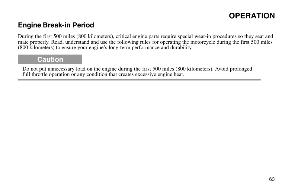 Operation | Polaris 2003 Victory Vegas User Manual | Page 65 / 164