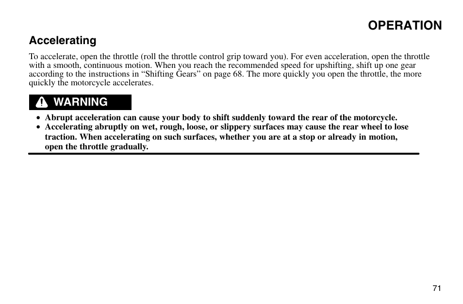 Operation | Polaris 2003 Victory Vegas User Manual | Page 73 / 164