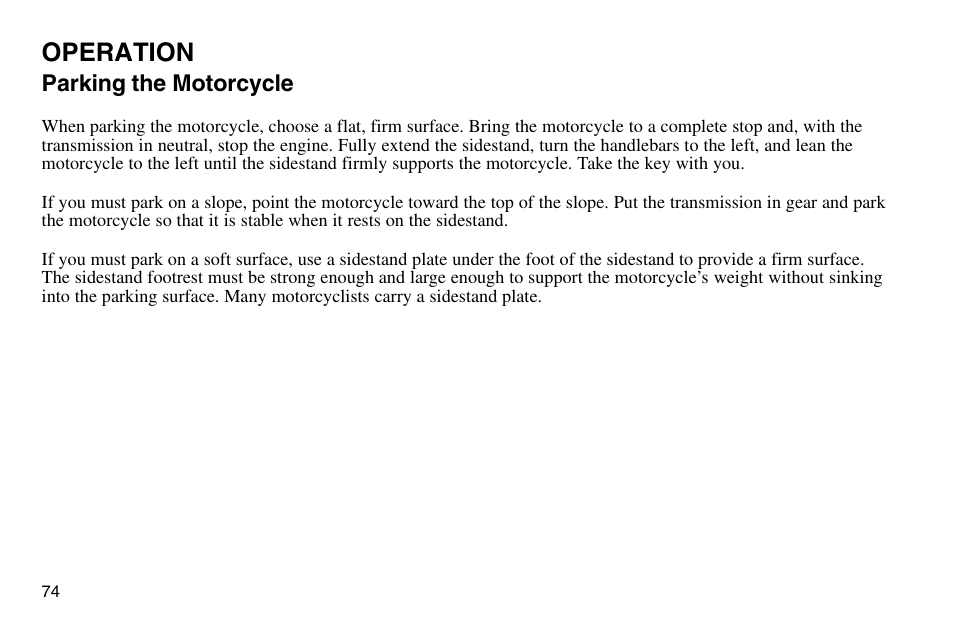 Operation | Polaris 2003 Victory Vegas User Manual | Page 76 / 164