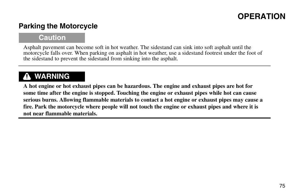 Operation | Polaris 2003 Victory Vegas User Manual | Page 77 / 164