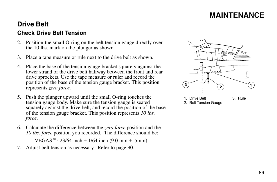 Maintenance, Drive belt | Polaris 2003 Victory Vegas User Manual | Page 91 / 164