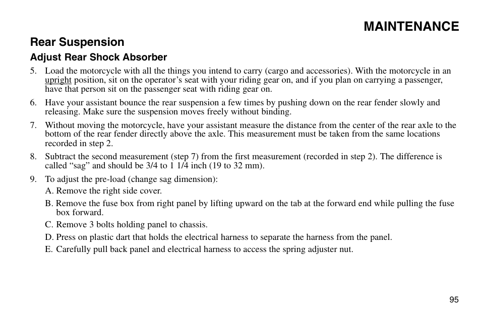 Maintenance, Rear suspension | Polaris 2003 Victory Vegas User Manual | Page 97 / 164
