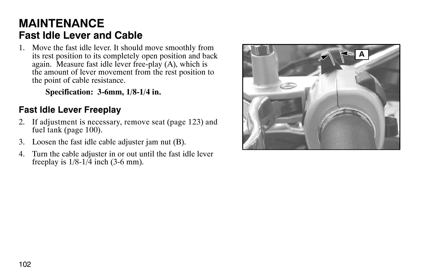 Maintenance, Fast idle lever and cable | Polaris 2004 Victory Vegas User Manual | Page 104 / 165