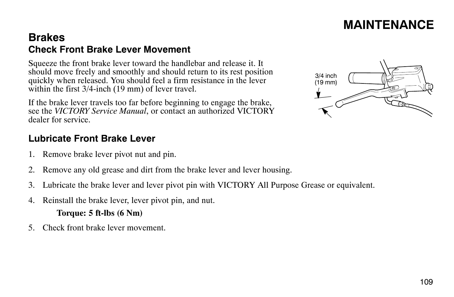 Maintenance, Brakes | Polaris 2004 Victory Vegas User Manual | Page 111 / 165