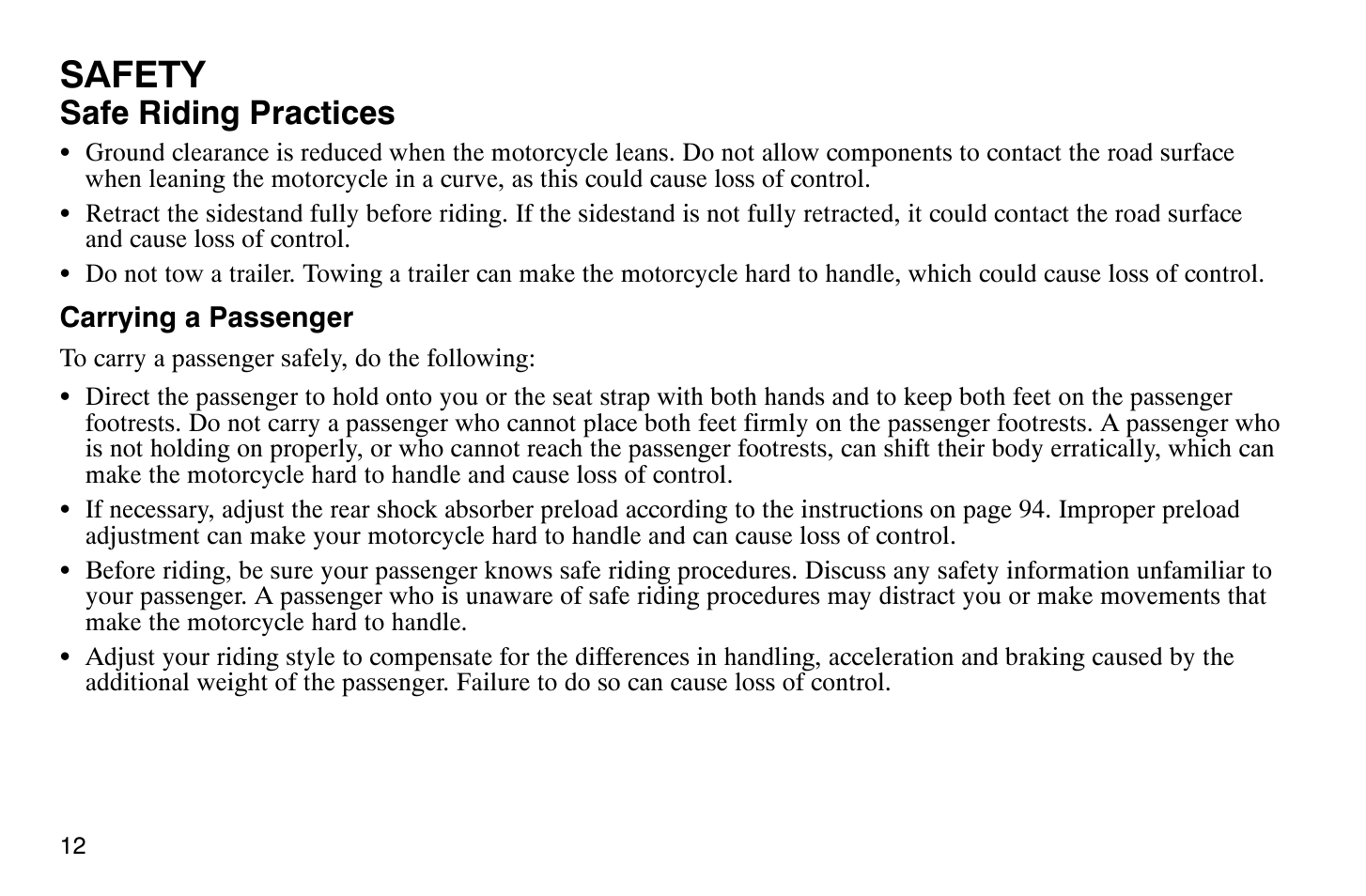 Safety, Safe riding practices | Polaris 2004 Victory Vegas User Manual | Page 14 / 165