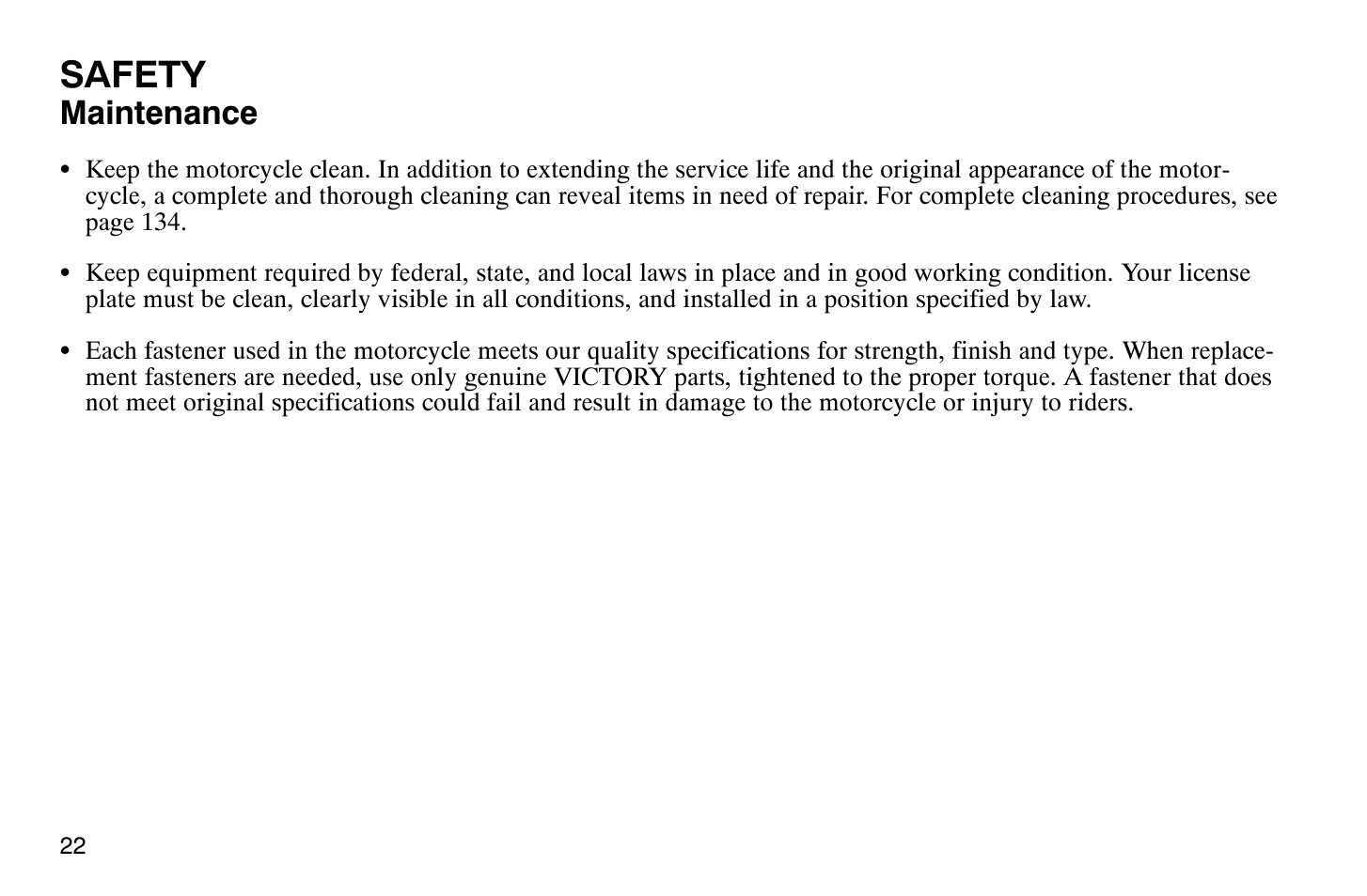 Safety, Maintenance | Polaris 2004 Victory Vegas User Manual | Page 24 / 165