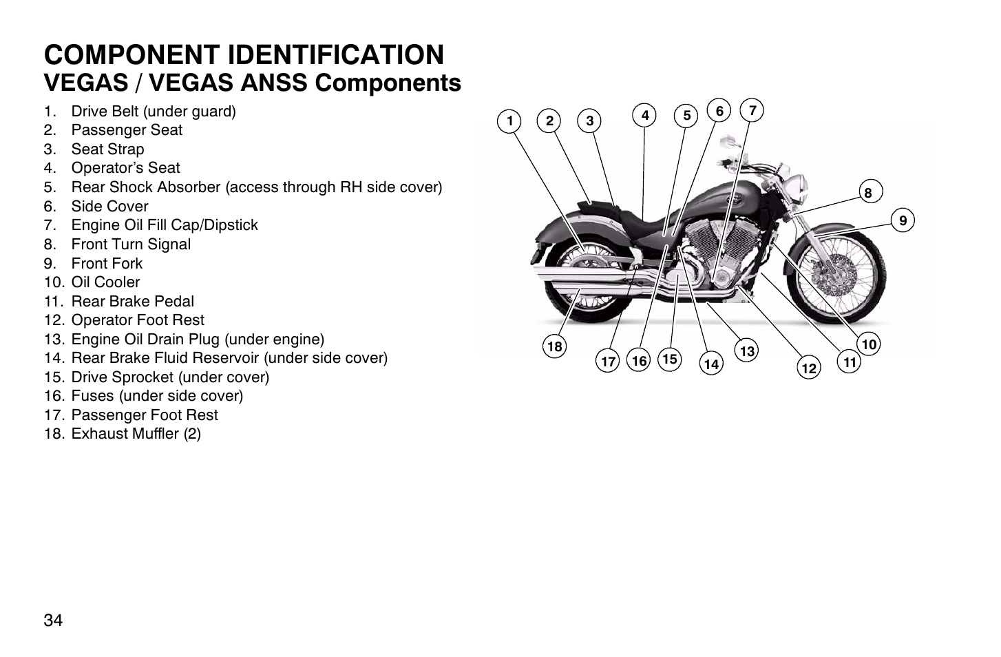 Component identification, Vegas / vegas anss components | Polaris 2004 Victory Vegas User Manual | Page 36 / 165