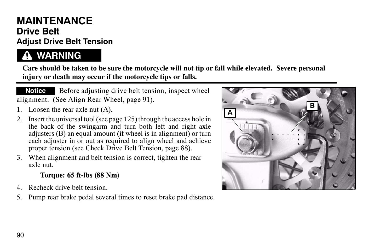 Maintenance, Drive belt, Warning | Polaris 2004 Victory Vegas User Manual | Page 92 / 165