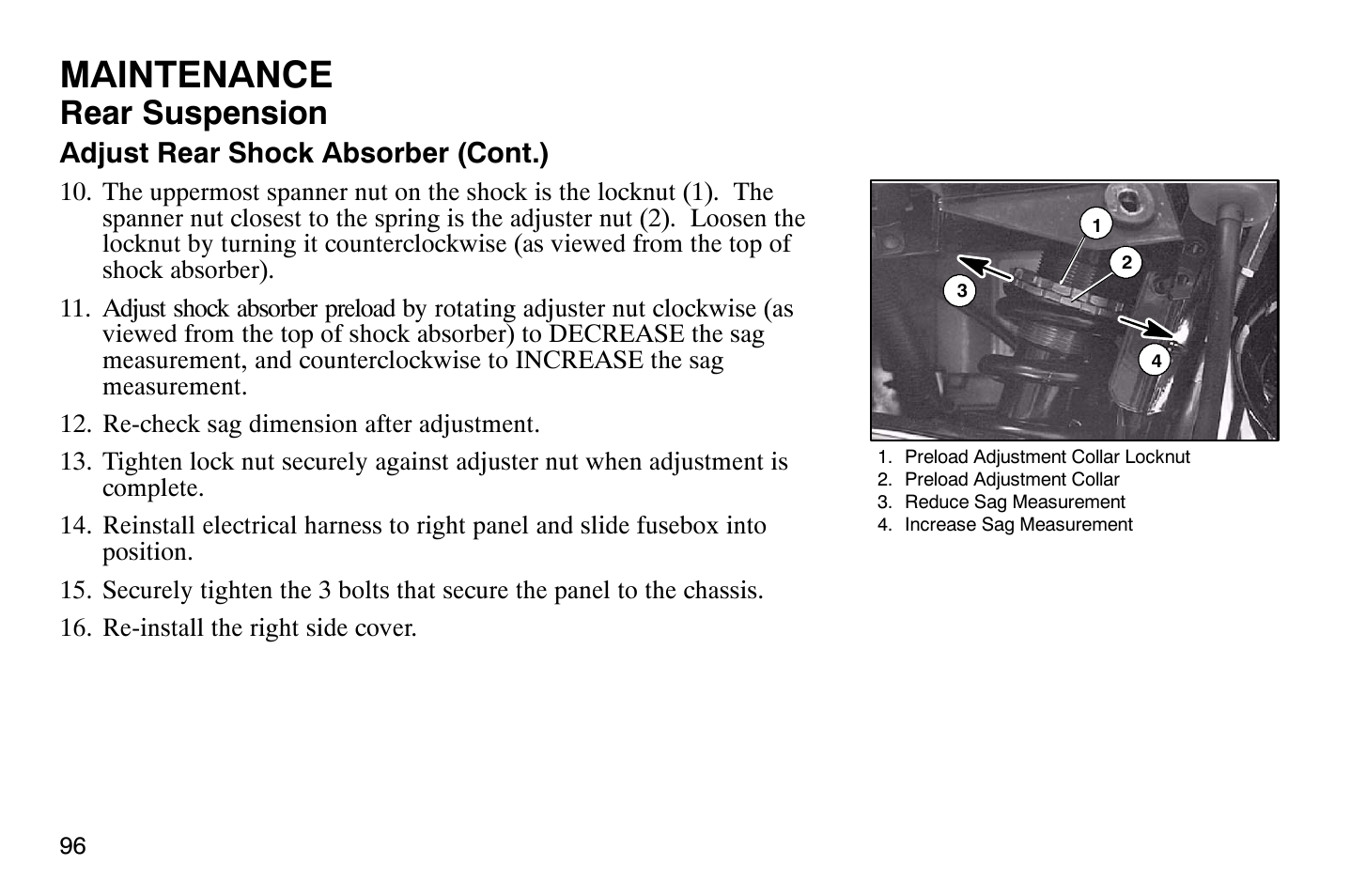 Maintenance, Rear suspension | Polaris 2004 Victory Vegas User Manual | Page 98 / 165
