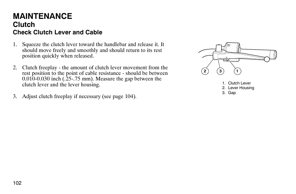 Maintenance, Clutch | Polaris 2004 Victory Kingpin User Manual | Page 104 / 162