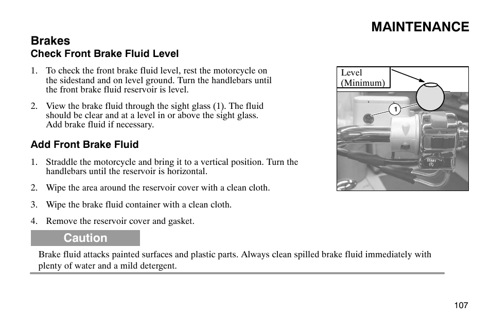 Maintenance, Brakes, Caution | Polaris 2004 Victory Kingpin User Manual | Page 109 / 162