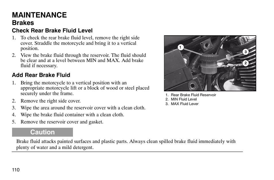 Maintenance, Brakes, Caution | Polaris 2004 Victory Kingpin User Manual | Page 112 / 162