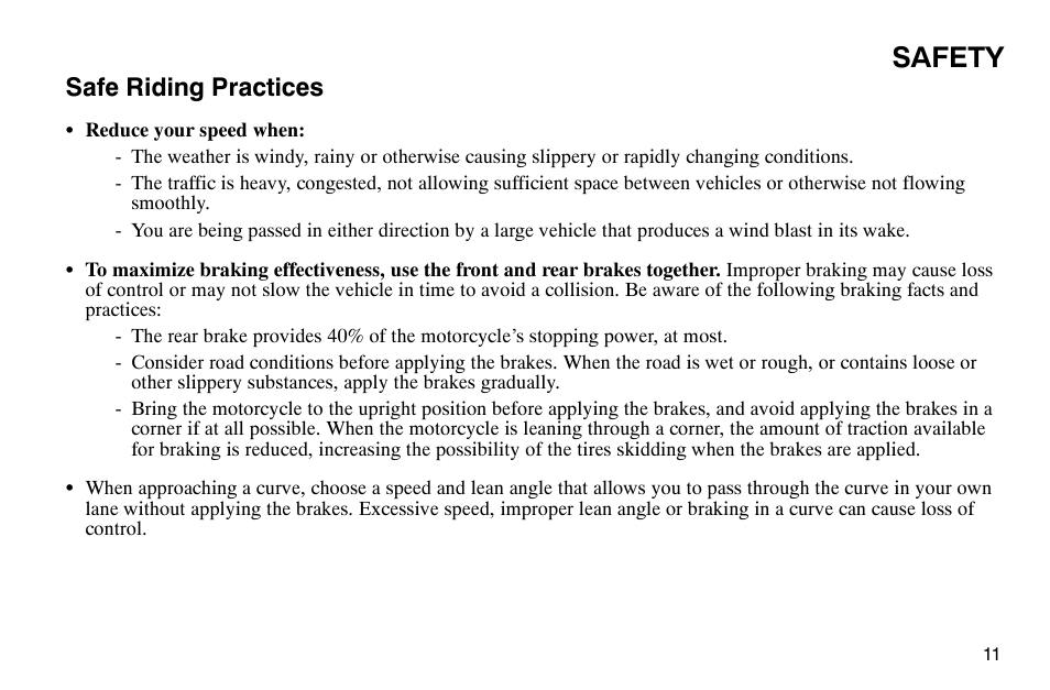 Safety, Safe riding practices | Polaris 2004 Victory Kingpin User Manual | Page 13 / 162