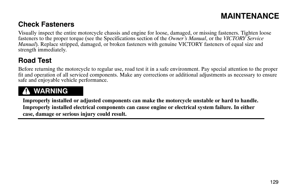 Maintenance | Polaris 2004 Victory Kingpin User Manual | Page 131 / 162