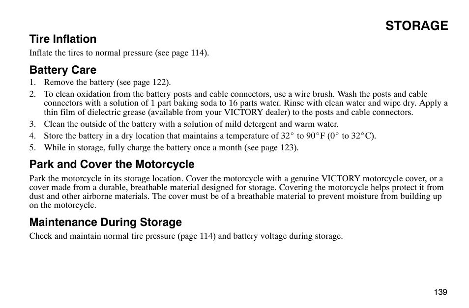 Storage | Polaris 2004 Victory Kingpin User Manual | Page 141 / 162