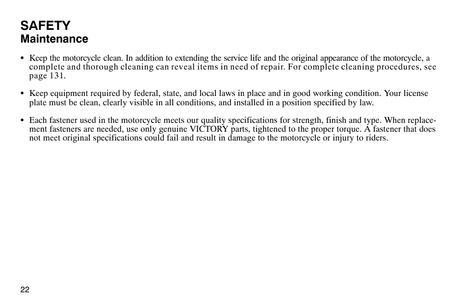 Safety, Maintenance | Polaris 2004 Victory Kingpin User Manual | Page 24 / 162