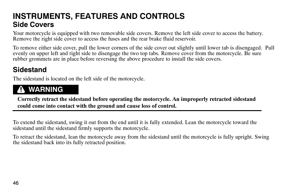 Instruments, features and controls | Polaris 2004 Victory Kingpin User Manual | Page 48 / 162