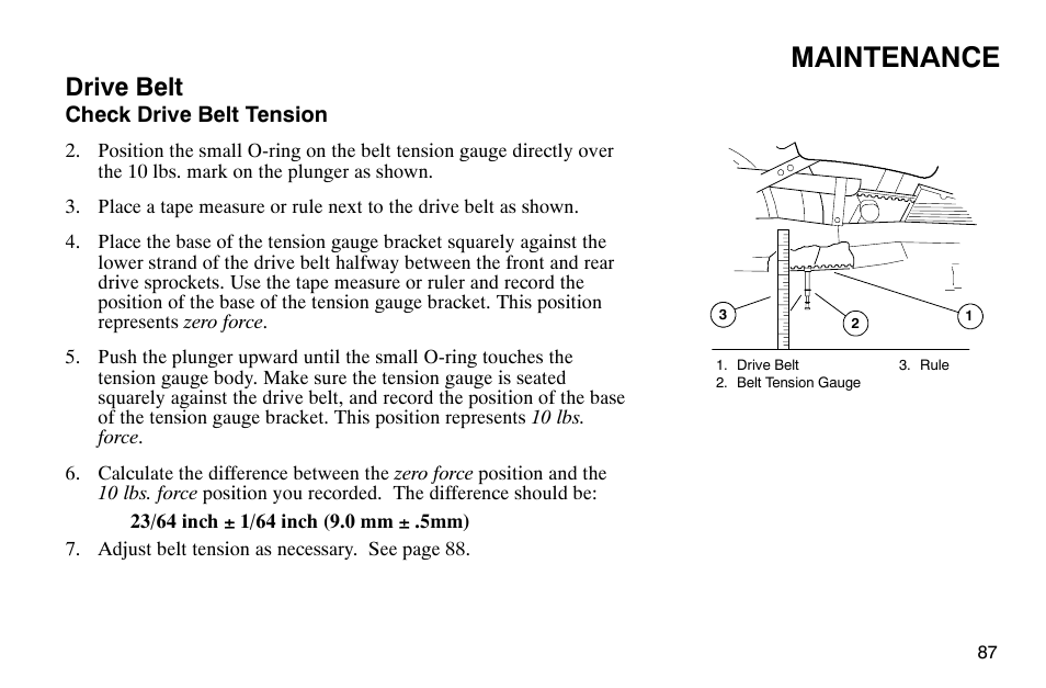 Maintenance, Drive belt | Polaris 2004 Victory Kingpin User Manual | Page 89 / 162