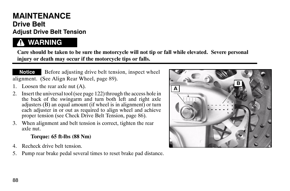 Maintenance, Drive belt, Warning | Polaris 2004 Victory Kingpin User Manual | Page 90 / 162