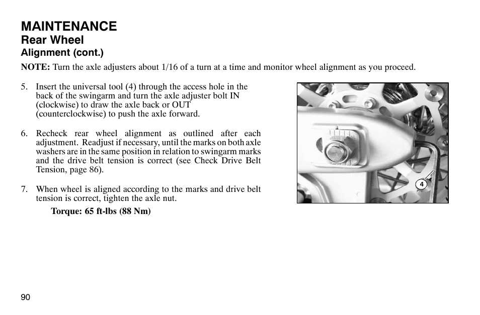 Maintenance, Rear wheel | Polaris 2004 Victory Kingpin User Manual | Page 92 / 162