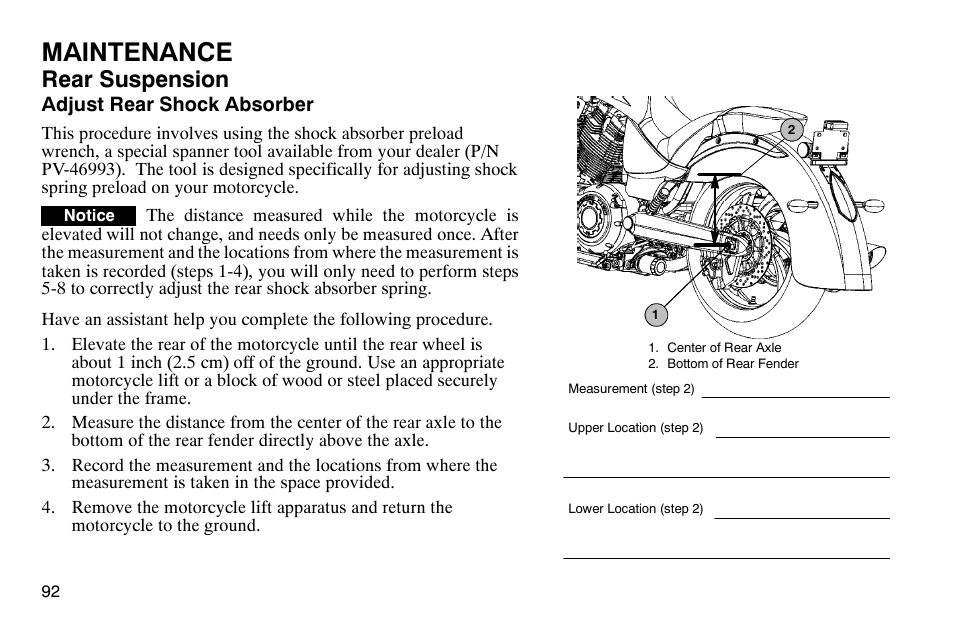 Maintenance, Rear suspension | Polaris 2004 Victory Kingpin User Manual | Page 94 / 162