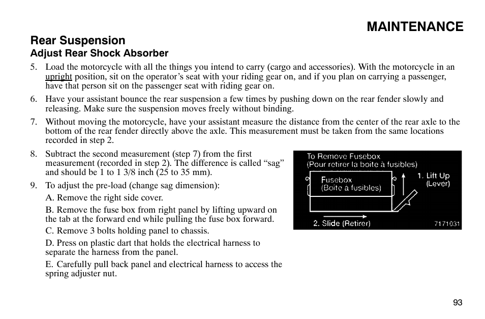 Maintenance, Rear suspension | Polaris 2004 Victory Kingpin User Manual | Page 95 / 162