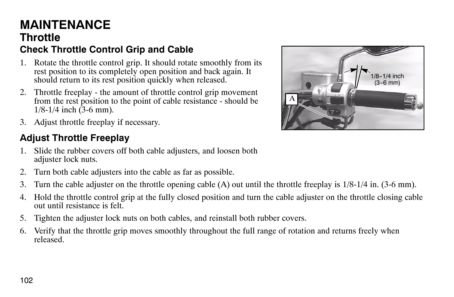 Maintenance, Throttle | Polaris 2007 Victory Hammer User Manual | Page 107 / 167