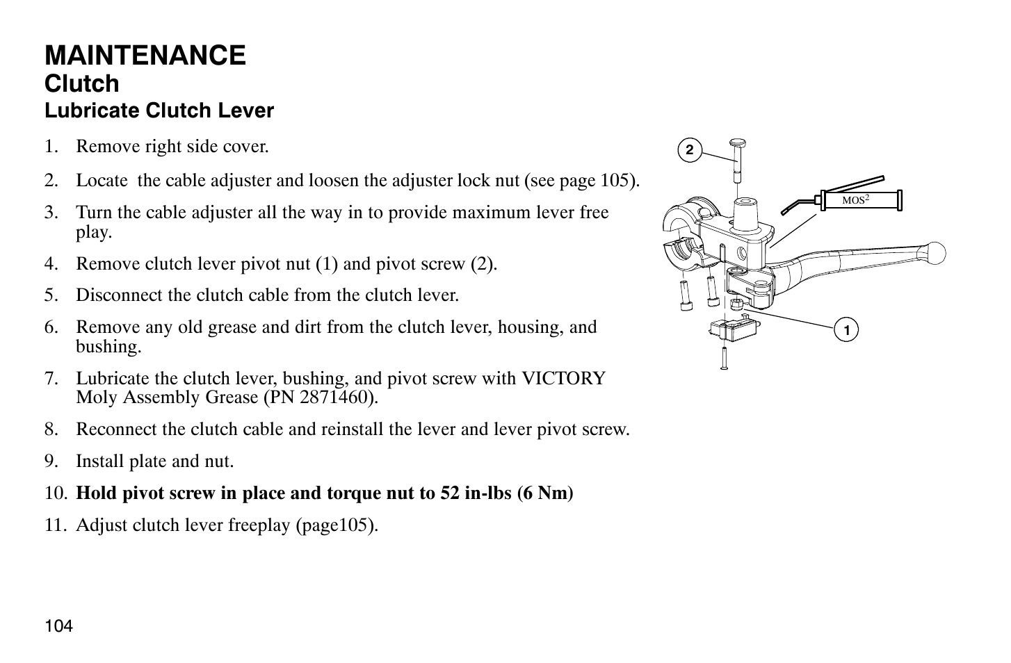 Maintenance, Clutch | Polaris 2007 Victory Hammer User Manual | Page 109 / 167