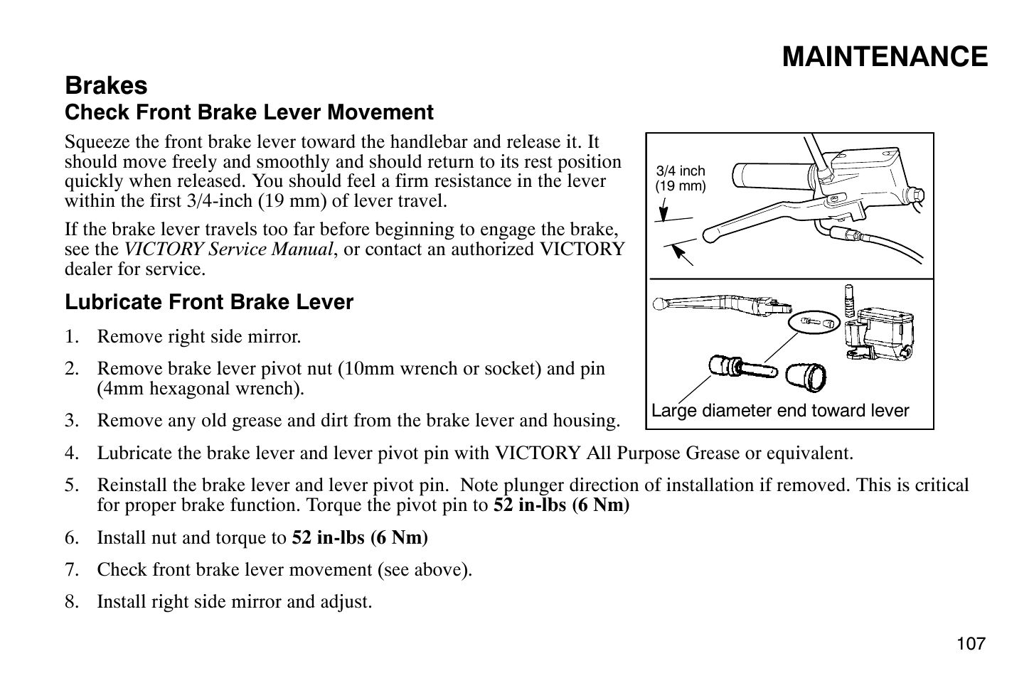 Maintenance, Brakes | Polaris 2007 Victory Hammer User Manual | Page 112 / 167