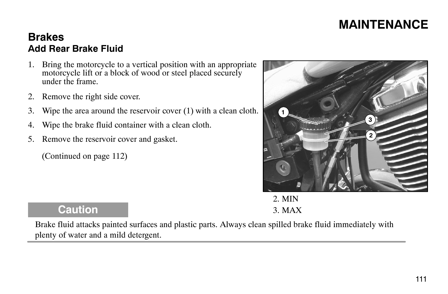 Maintenance, Brakes, Caution | Polaris 2007 Victory Hammer User Manual | Page 116 / 167