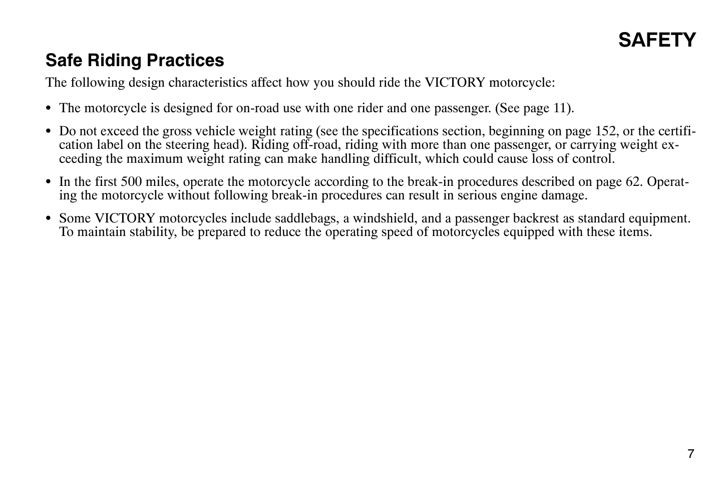 Safety, Safe riding practices | Polaris 2007 Victory Hammer User Manual | Page 12 / 167