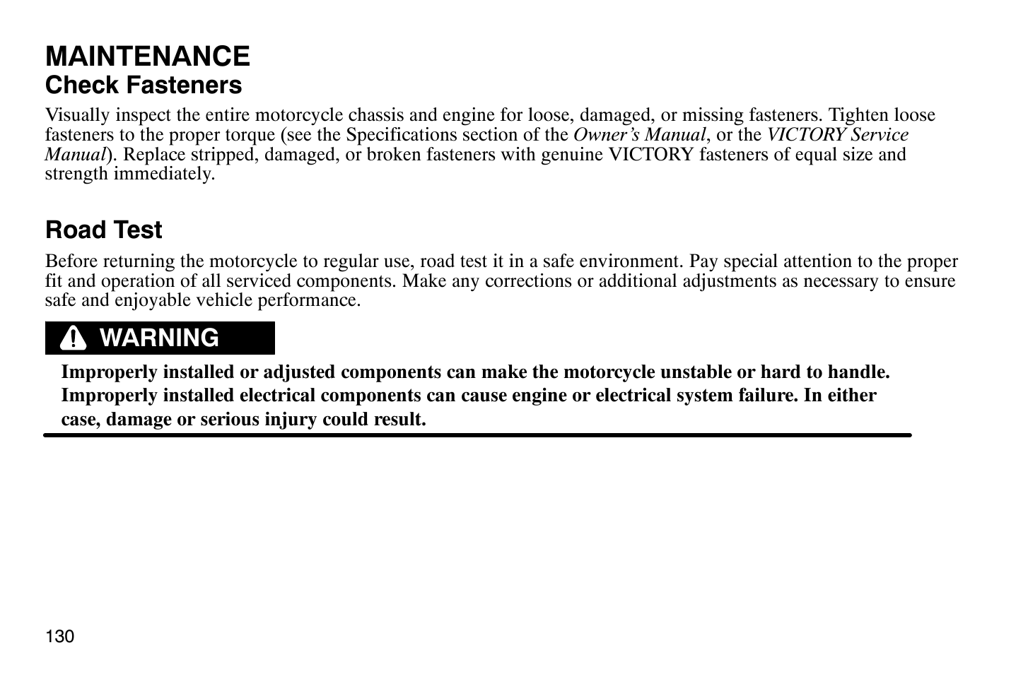 Maintenance | Polaris 2007 Victory Hammer User Manual | Page 135 / 167