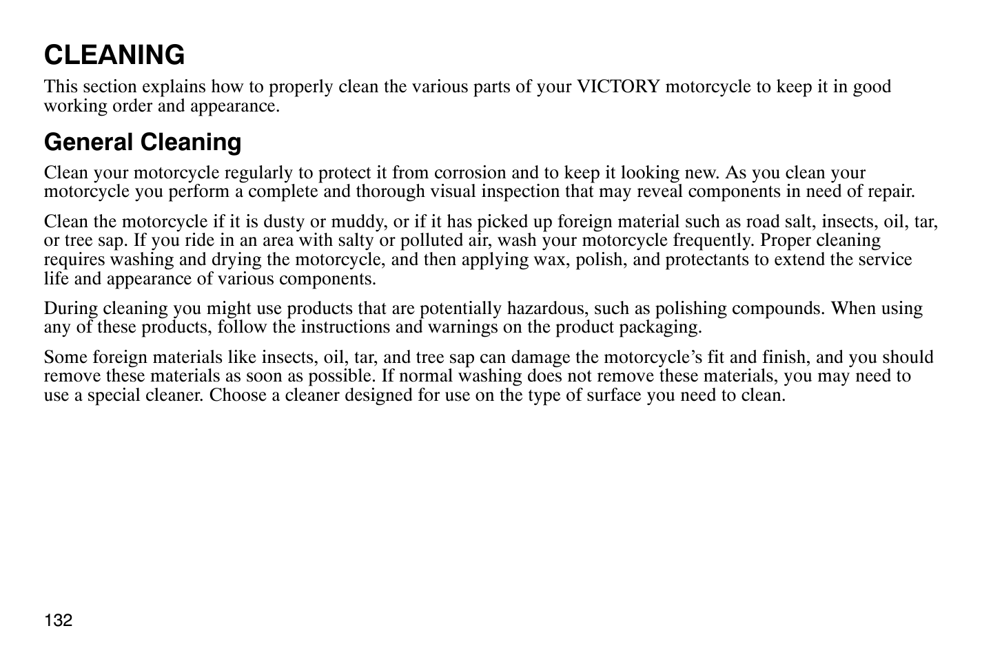 Cleaning, General cleaning | Polaris 2007 Victory Hammer User Manual | Page 137 / 167