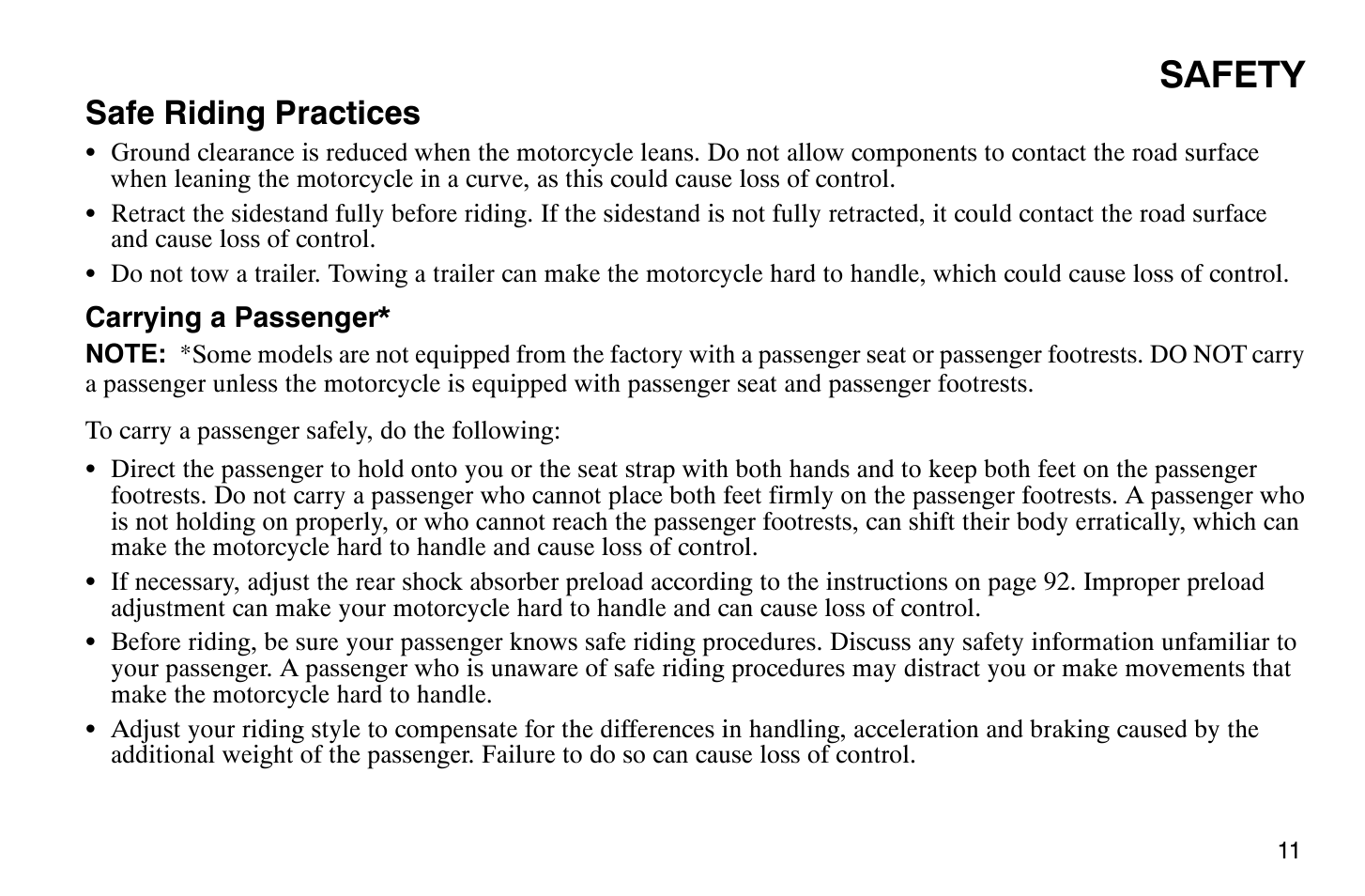 Safety, Safe riding practices | Polaris 2007 Victory Hammer User Manual | Page 16 / 167