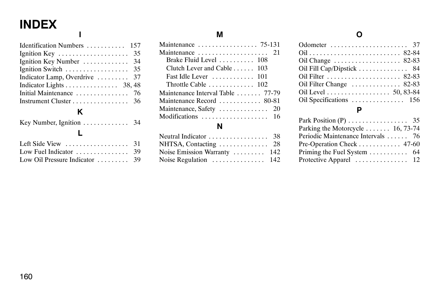 Index | Polaris 2007 Victory Hammer User Manual | Page 165 / 167