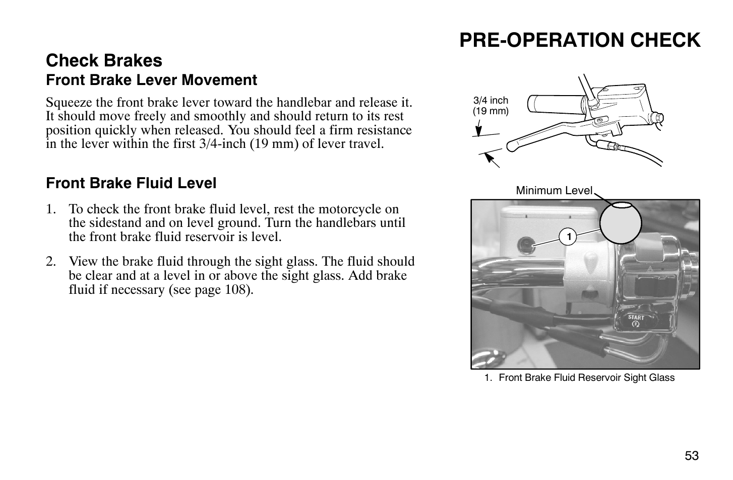 Pre-operation check, Check brakes | Polaris 2007 Victory Hammer User Manual | Page 58 / 167