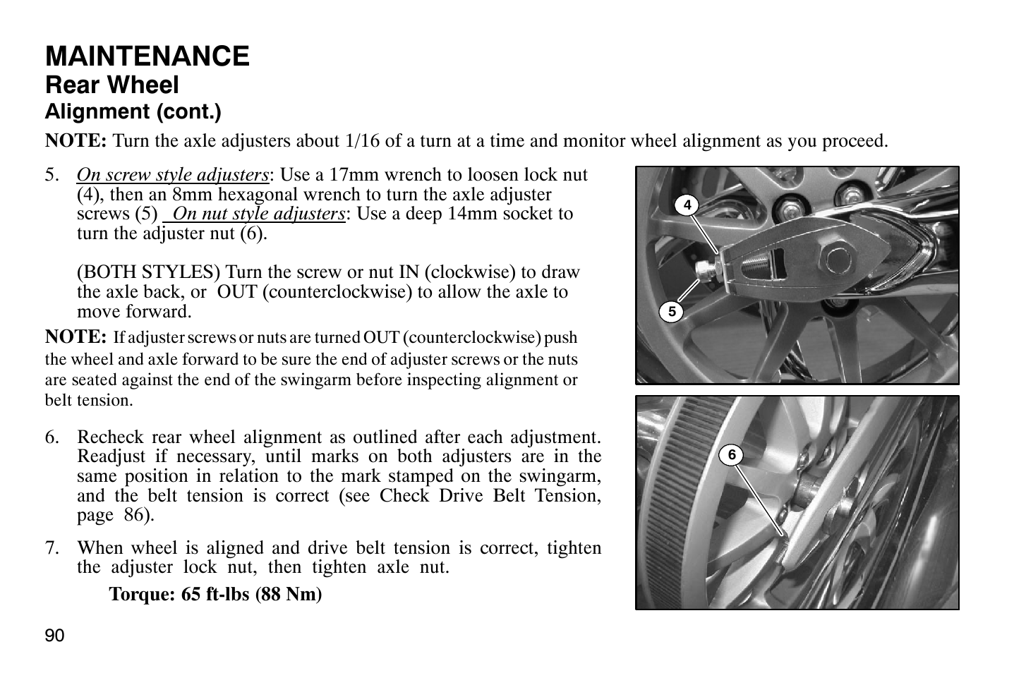 Maintenance, Rear wheel | Polaris 2007 Victory Hammer User Manual | Page 95 / 167