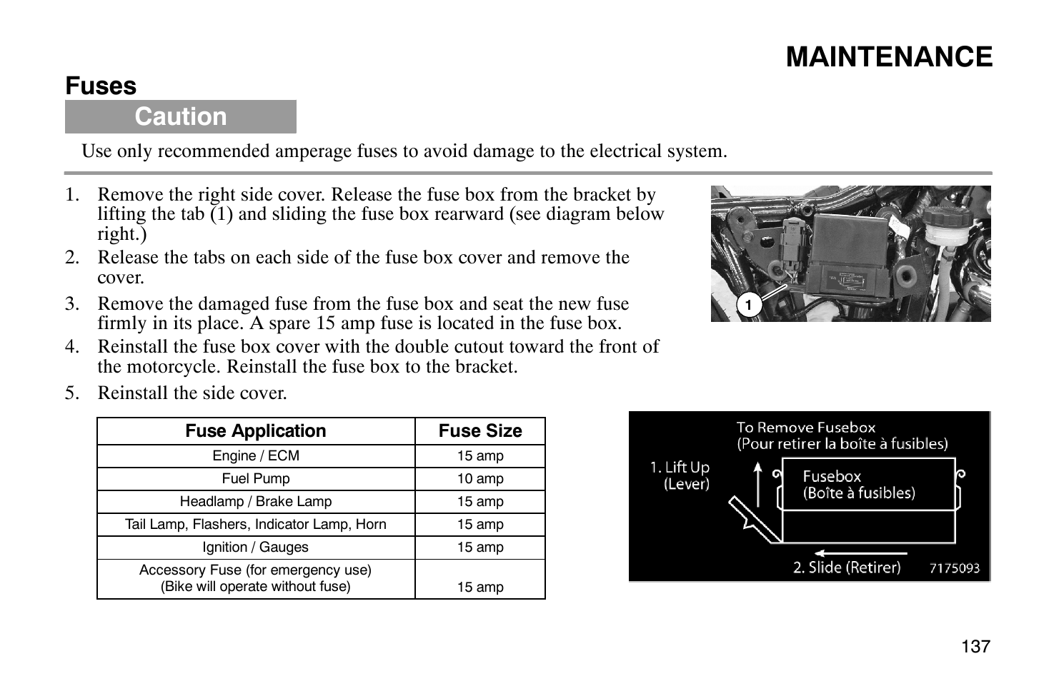 Maintenance, Fuses, Caution | Polaris 2008 Victory Vegas User Manual | Page 142 / 178