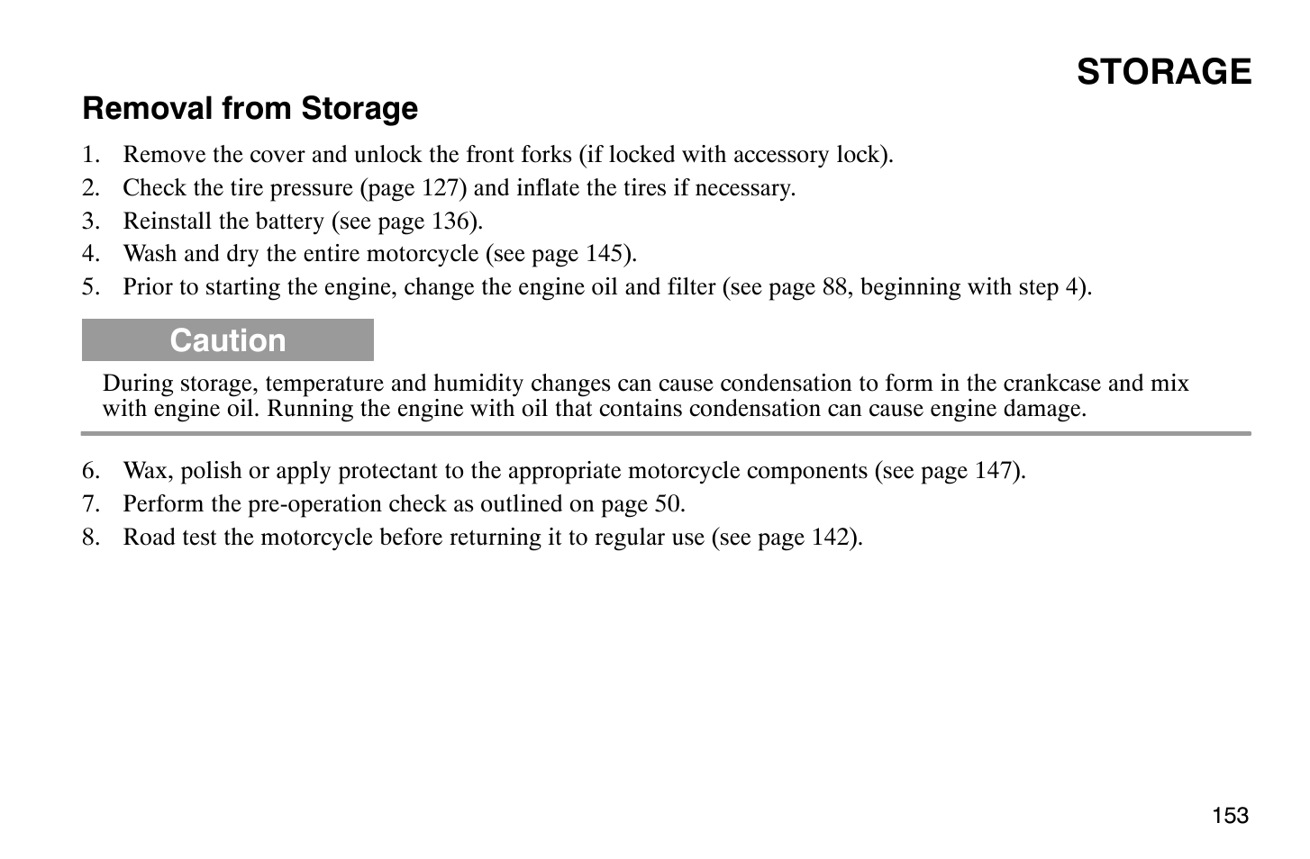 Storage | Polaris 2008 Victory Vegas User Manual | Page 158 / 178