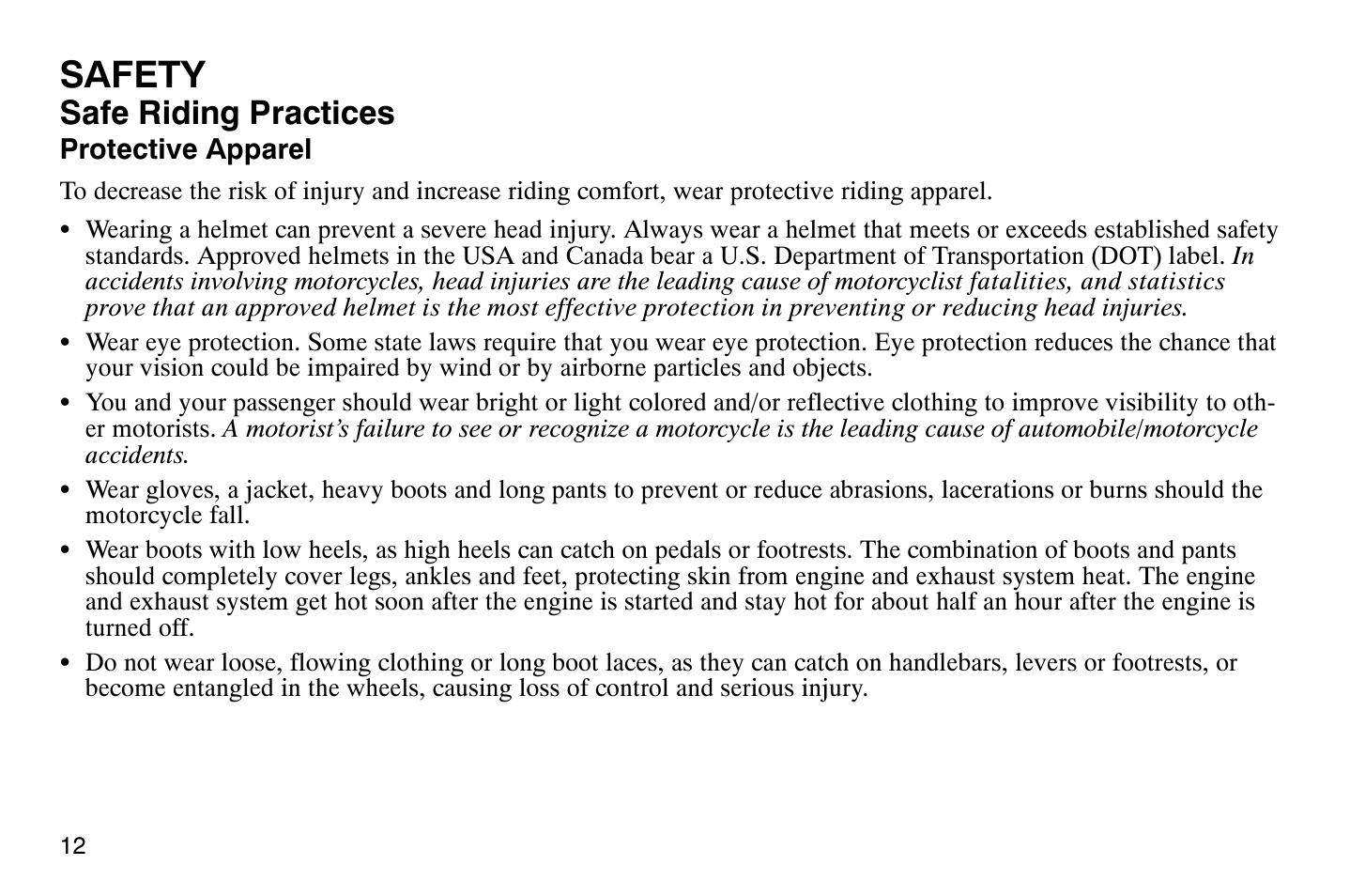 Safety, Safe riding practices | Polaris 2008 Victory Vegas User Manual | Page 17 / 178