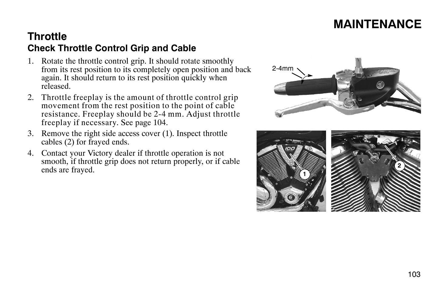 Maintenance, Throttle | Polaris 2008 Victory Hammer User Manual | Page 108 / 170