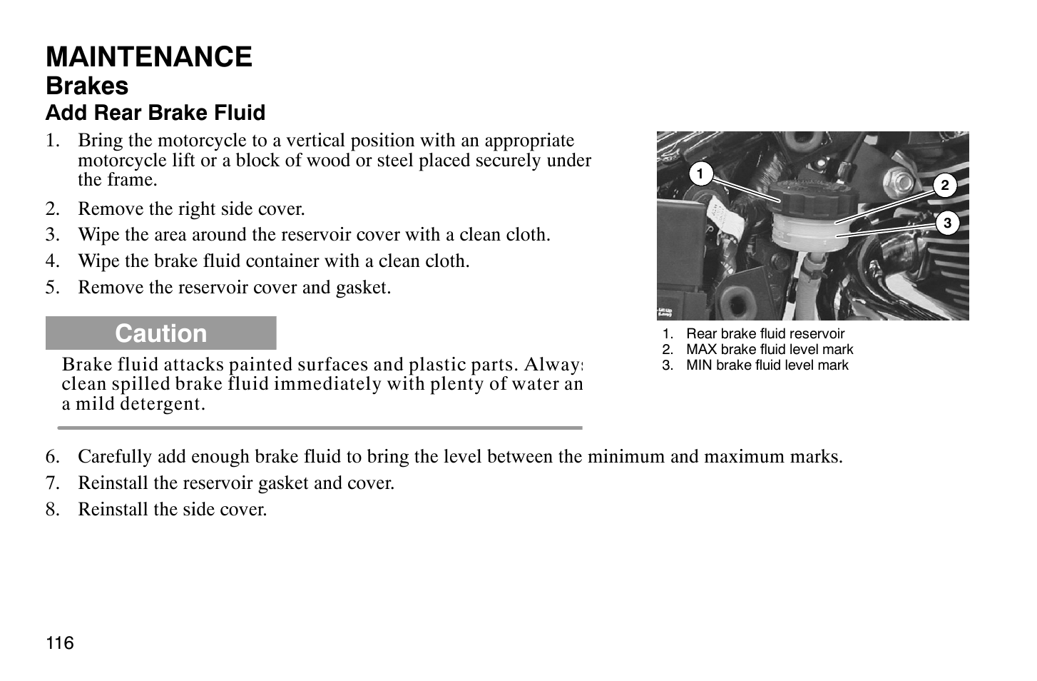 Maintenance, Brakes, Caution | Polaris 2008 Victory Hammer User Manual | Page 121 / 170