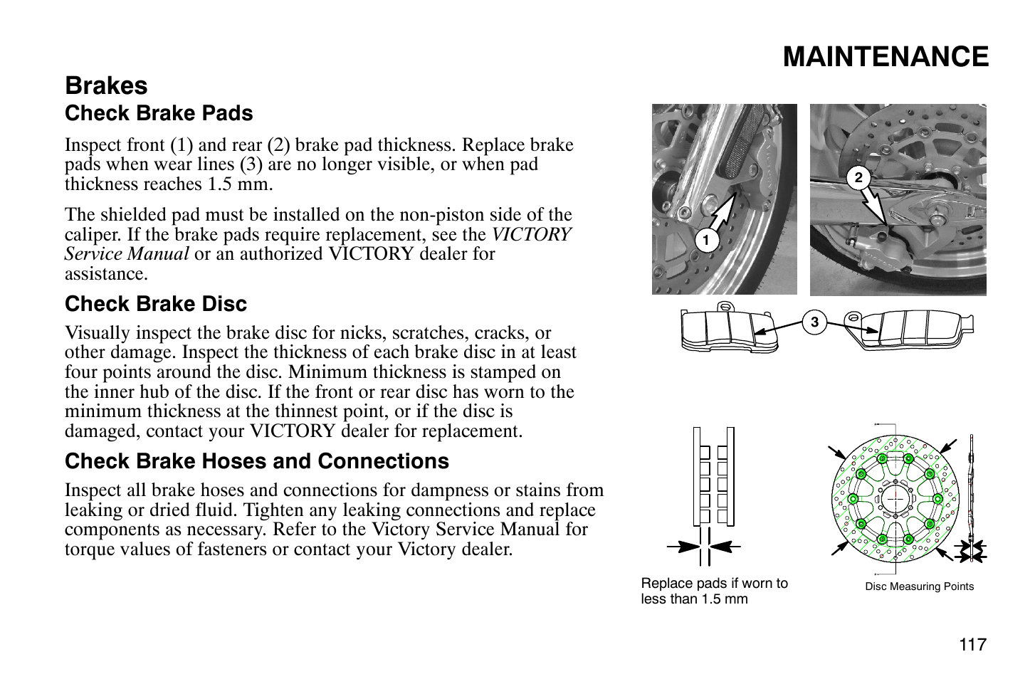 Maintenance, Brakes | Polaris 2008 Victory Hammer User Manual | Page 122 / 170