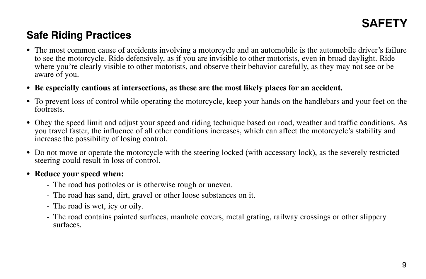 Safety, Safe riding practices | Polaris 2008 Victory Hammer User Manual | Page 14 / 170