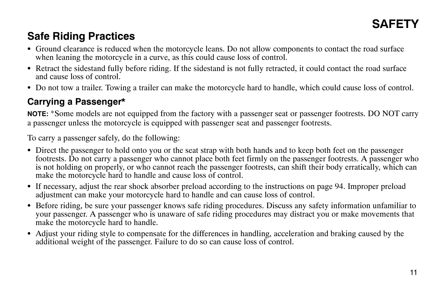 Safety, Safe riding practices | Polaris 2008 Victory Hammer User Manual | Page 16 / 170