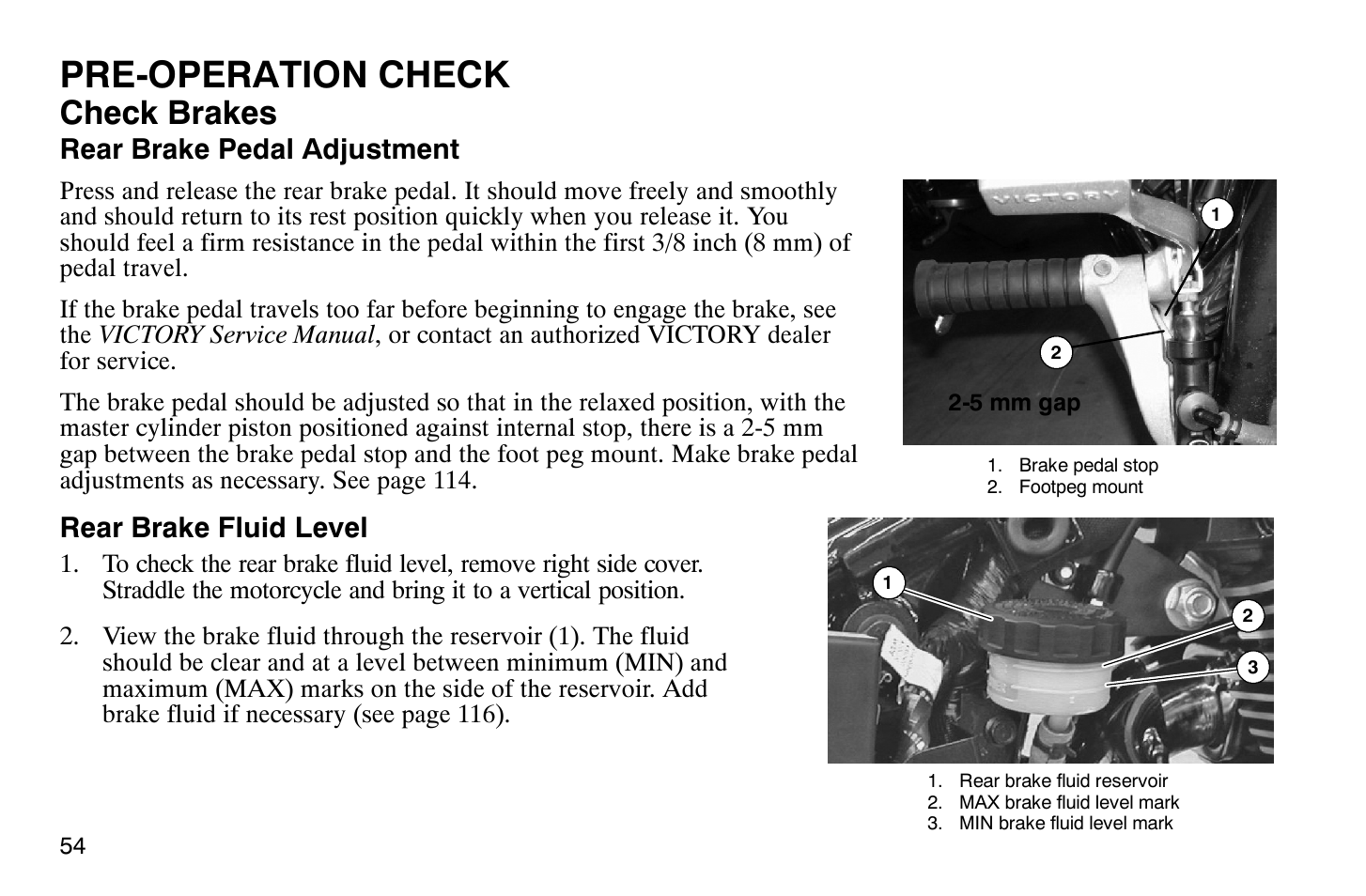 Pre-operation check, Check brakes | Polaris 2008 Victory Hammer User Manual | Page 59 / 170