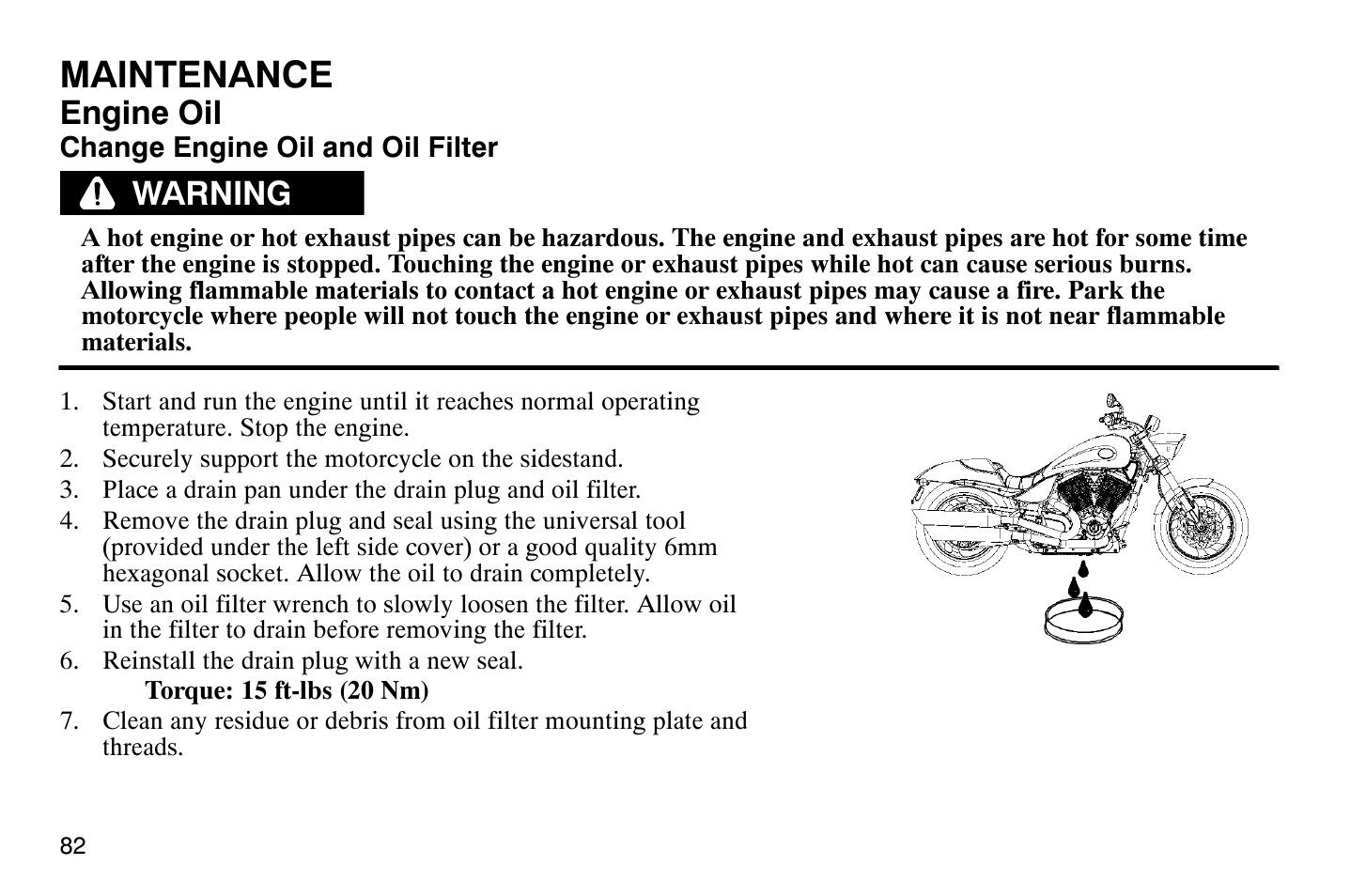 Maintenance, Engine oil, Warning | Polaris 2008 Victory Hammer User Manual | Page 87 / 170