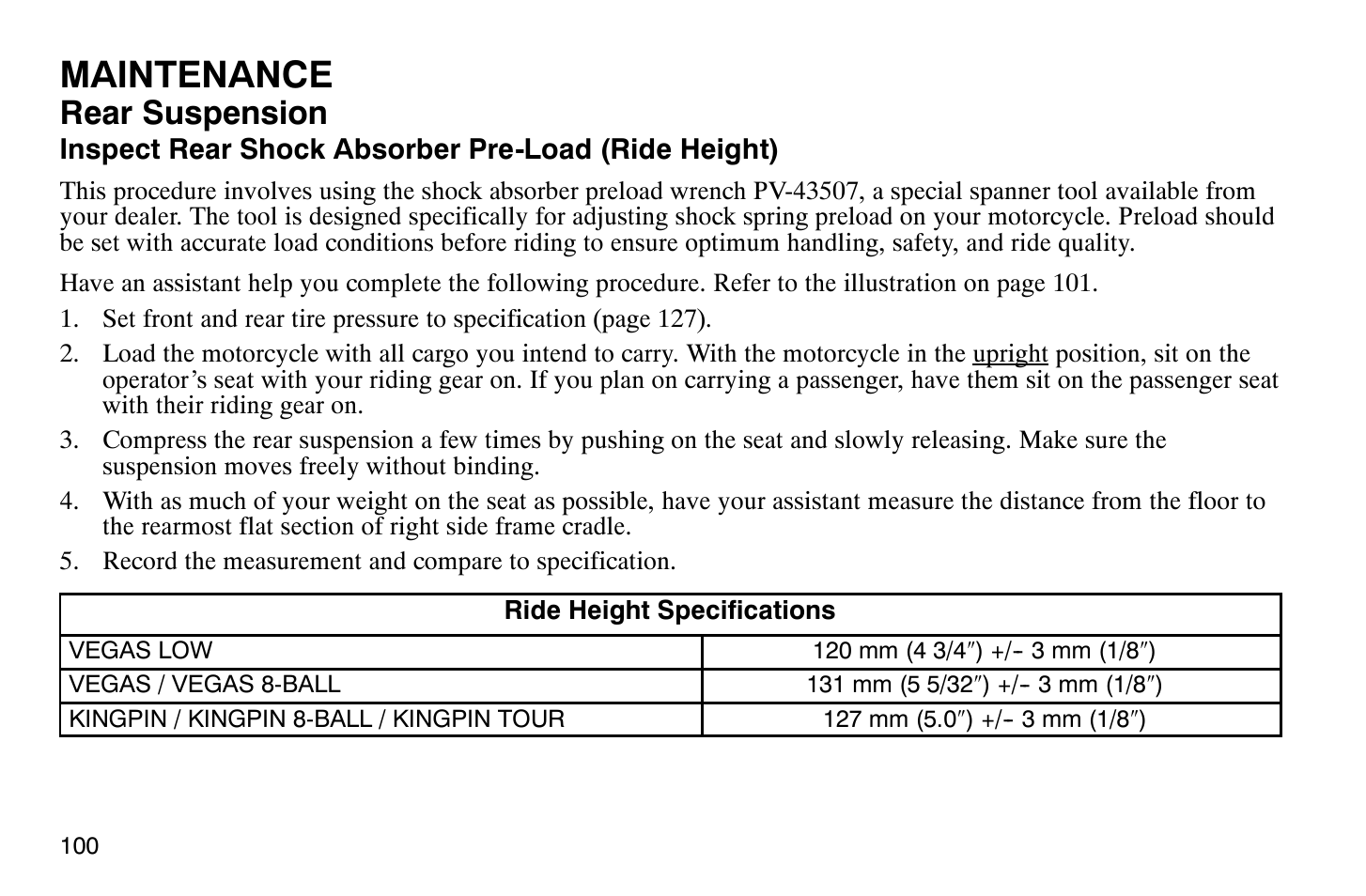 Maintenance, Rear suspension | Polaris 2008 Victory Vegas User Manual | Page 105 / 178