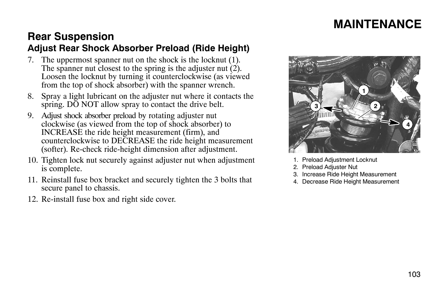 Maintenance, Rear suspension | Polaris 2008 Victory Vegas User Manual | Page 108 / 178