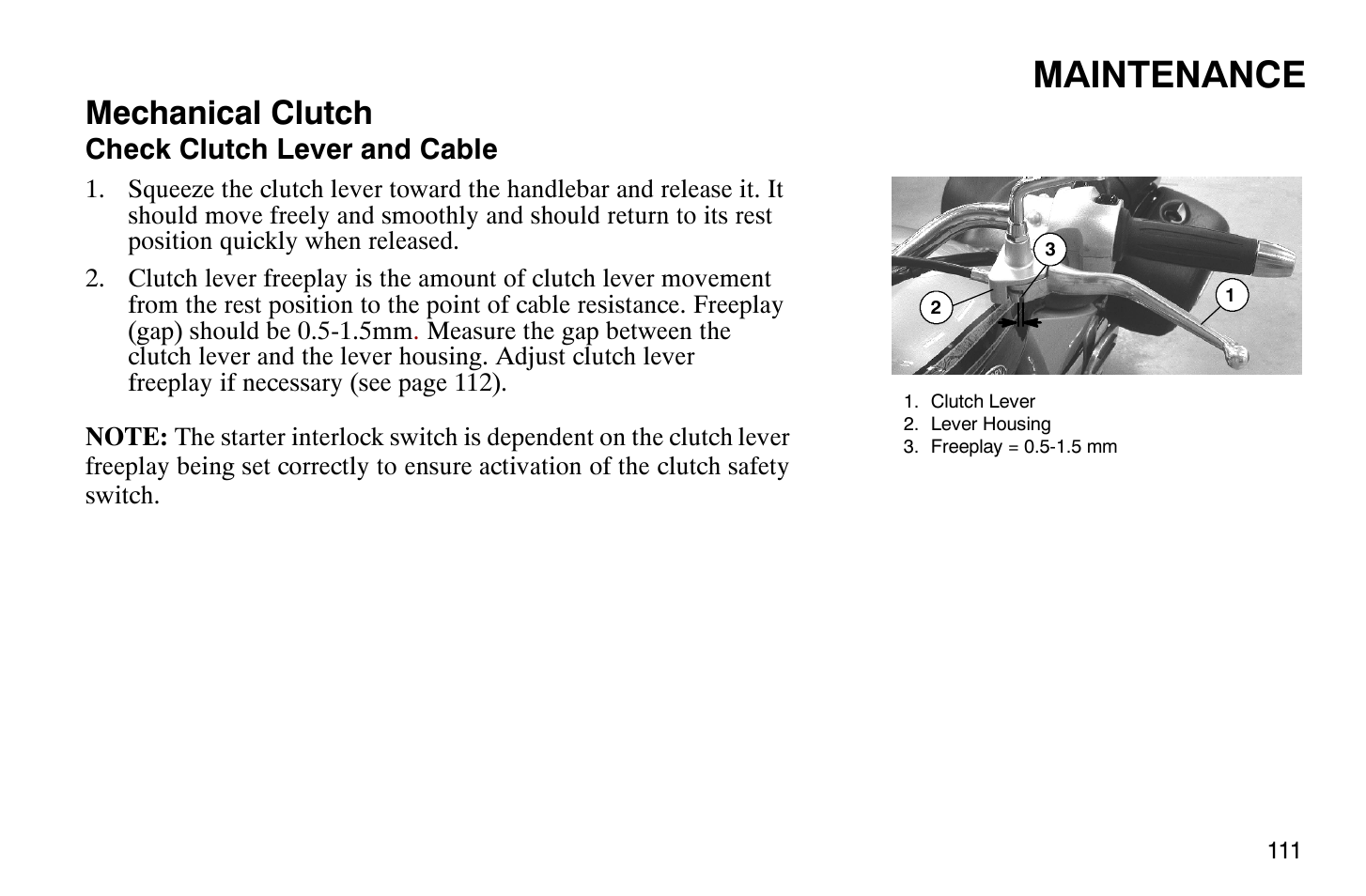 Maintenance, Mechanical clutch | Polaris 2008 Victory Vegas User Manual | Page 116 / 178